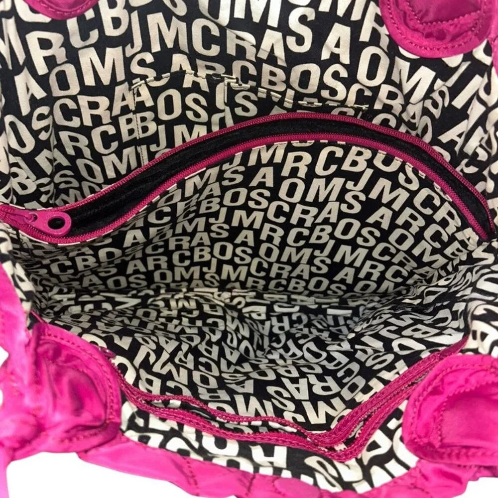 Marc Jacobs Raspberry quilted tote padded computer pocket inside 18x15